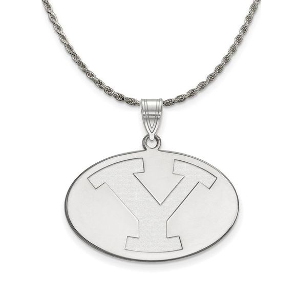 Sterling Silver Brigham Young U Lg Pendant Necklace - 18 Inch